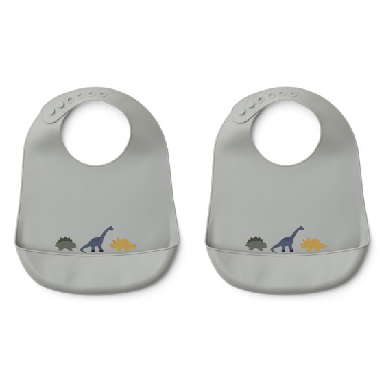 Set de 2 bavoirs Tilda - Dino dove blue mix Set de 2 bavoirs Tilda - Dino dove blue mix