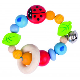 Hochet en bois "coccinelle" avec élastique - à partir de 3 mois