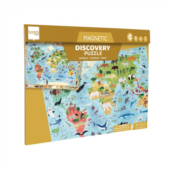 Discovery Magnetic Puzzle - Le Monde 80pcs - 2 -in -1 -1: Puzzle and Research Game - Van 4 jaar oud
