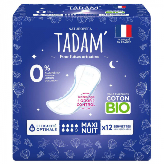 Tadam Ecologische handdoeken urinelekken en lichte incontinentie Nuit/Night X12