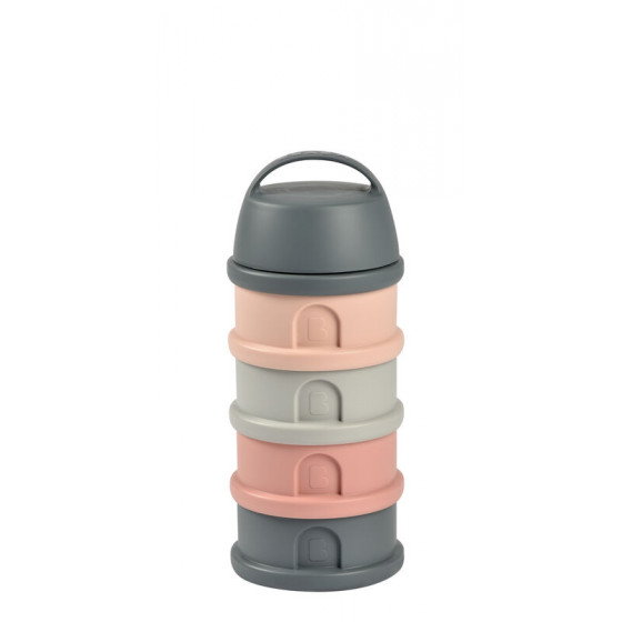 Stapelbare doseerdozen 4 compartimenten Mineral grey/pink