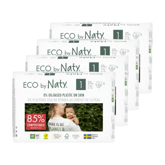 4x Eco luiers - Maat 1 2-5kg - 100 stuks