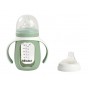 2-in-1 glazen meegroeifles 210ml + siliconen hoes groen