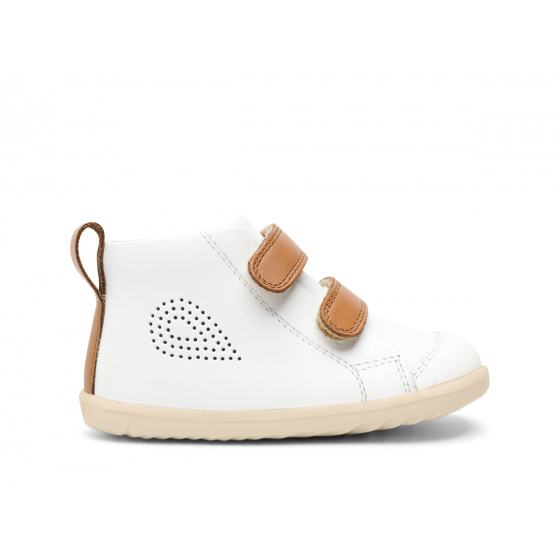 Schoenen Bobux Step Up - Hi Court White + Caramel