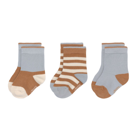 Sokken light blue & caramel - Set van 3 paren - GOTS