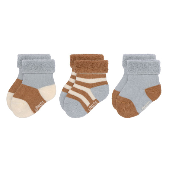 Terry sokken light blue & caramel -  Set van 3 paren - GOTS