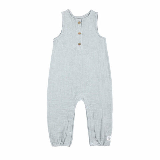 Jumpsuit in poederblauwe mousseline GOTS Jumpsuit in poederblauwe mousseline GOTS