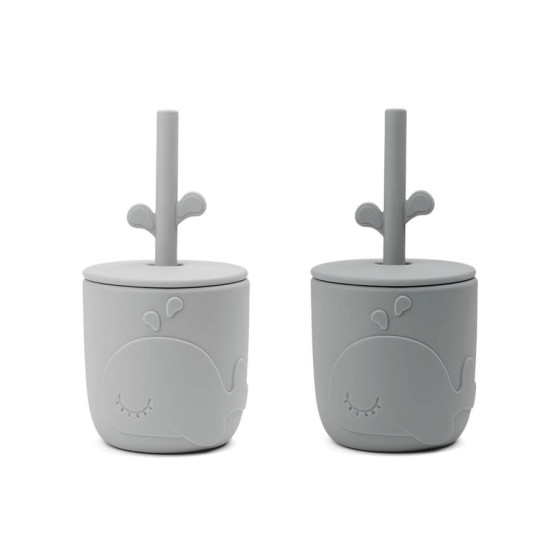 Peekaboo drinkbeker met rietje Wally - 2-pack - Grey Peekaboo drinkbeker met rietje Wally - 2-pack - Grey