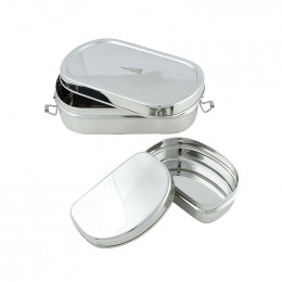 Ovale inox doos met mini doosje - 650 ml