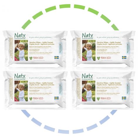Licht geparfumeerde ecologische doekjes voor baby's 4 packs x 56 doekjes - Naty