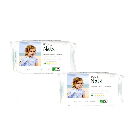 Ongeparfumeerde ecologische doekjes voor baby's 2 packs x 56 doekjes - Naty