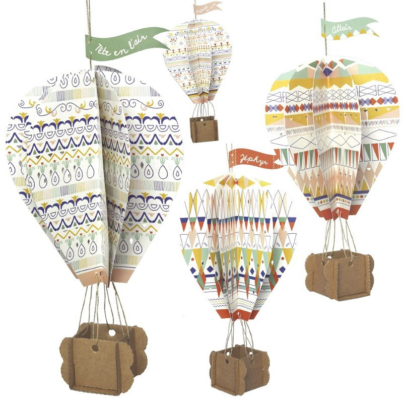 Vruchtbaar Vakman inhoud Pirouette Cacahouète - Zelfmaak Luchtballon en papierwolk - 4  heteluchtballonnen en 4 wolken - Sebio
