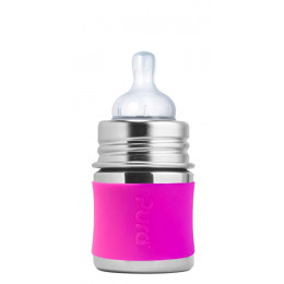 Korte siliconen hoes voor 150 ml RVS flesje Pura - Roze