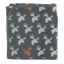 Omkeerbare deken in biologisch katoen - 72 x 72 cm - Eland Teal