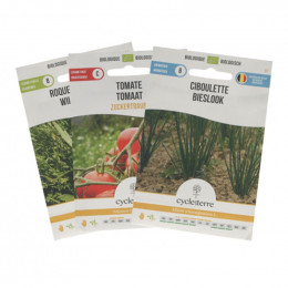 Biologische zaden - Trio pack - Bieslook, rucola & kerstomaatjes