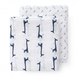 Set van 2 (inbaker)doeken - giraf indigo blue (120x120)
