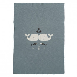 Gebreid wiegdeken - Whale blue fog
