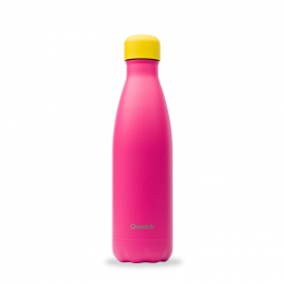 Gourde bouteille nomade isotherme - 500 ml - Colors - Rose bouchon jaune