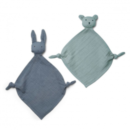 Set van 2 Yoko Mini Knuffeldoekjes - Blue Mix