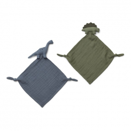 Set van 2 Yoko mini knuffeldoekjes - Dino blue mix
