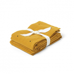 Set van 2 Hannah tetradoeken Classic dot mustard - 70 x 70 cm
