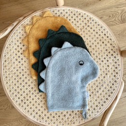 Set van 3 Sylvester washandjes - Dino dove blue mix