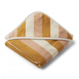 Alba baby badcape - Y&D stripe: Peach & sandy & yellow mellow