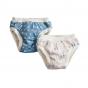 2 culottec d'apprentissage en coton bio - Pois bleus et Teddy