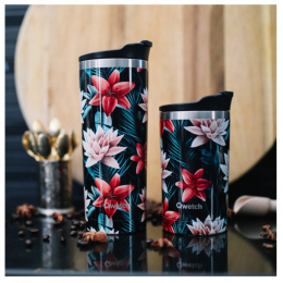 Travel mug - Tasse nomade isotherme - 300 ml - Fleurs noires