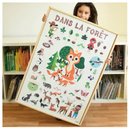 Educatieve poster met herpositioneerbare stickers - Forest