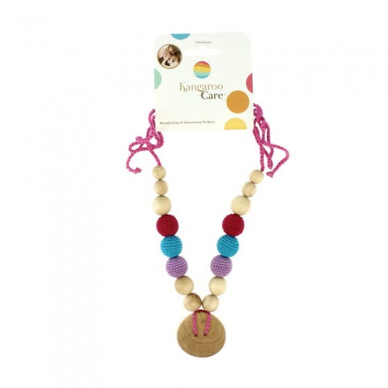Collier d'allaitement et de portage - Fuschia et bouton en bois de genévrier Collier d'allaitement et de portage - Fuschia et bouton en bois de genévrier