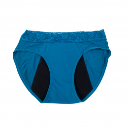 Culotte menstruelle avec dentelle Feeling Pretty – Bleu canard